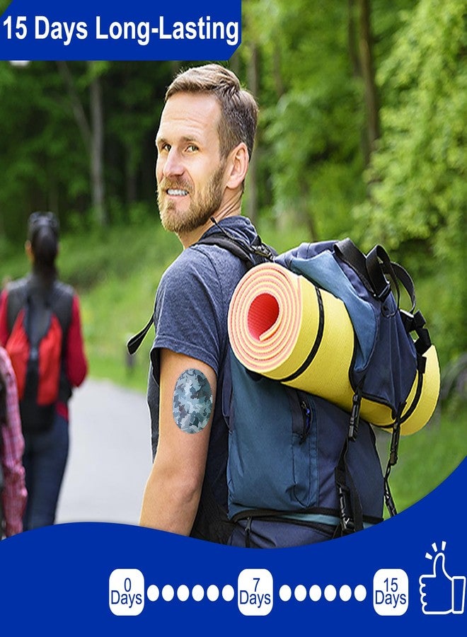 HONYOU 15Pack Dexcom G7 Over Patches Waterproof Stelo Overpatch 15 Days Long Lasting Camo Print Pattern CGM Sensor Covers Without Hole, Sweatproof, Hypoallergenic & Latex-Free - Image 3